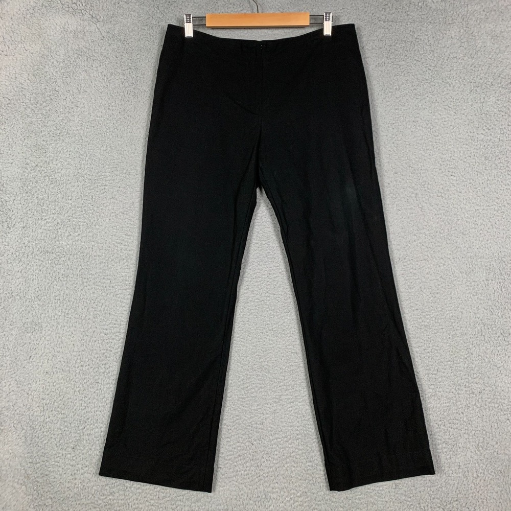 Burberry London Trouser Women's 12 Black Zip Fly Straight Cotton Flat Front Pant